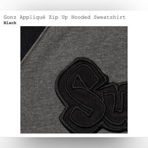 Gonz Appliqué Zip Up Hooded Sweatshirt “black”